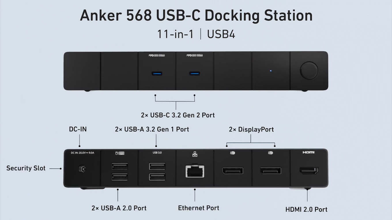 Anker Japan、USB-A/-Cや4K60Hz対応のHDMIなど11ポートを備えたUSB4