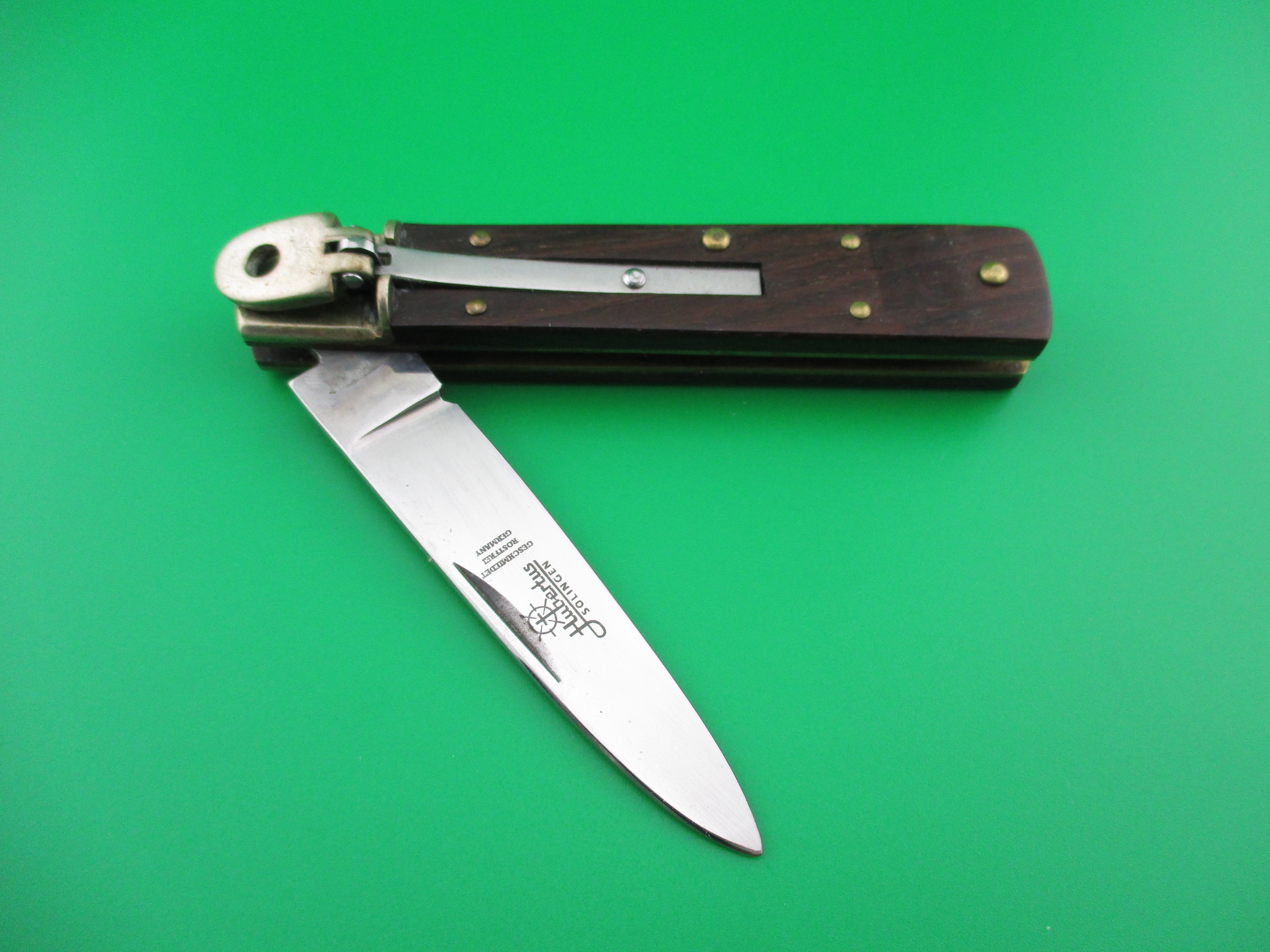 z Hubertus 9cm German short slimline Wood scales switchblade