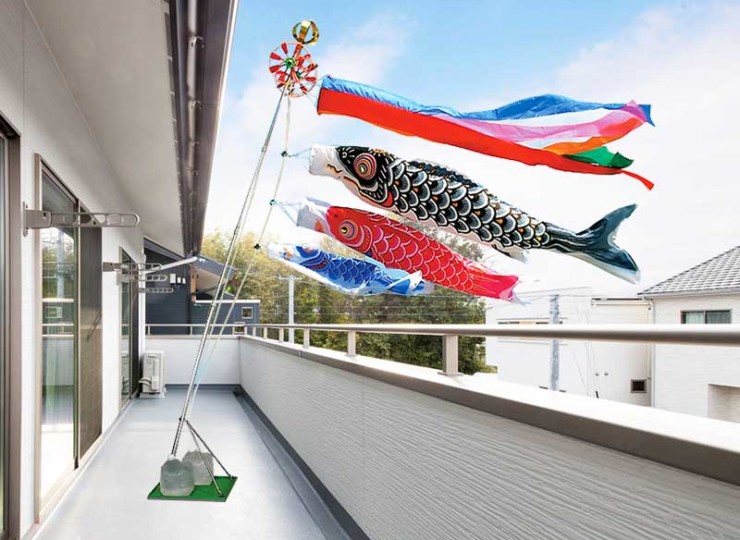 定番ナイロン鯉【鯉のぼり】1.2mスタンドセット ※五色吹き流しセット