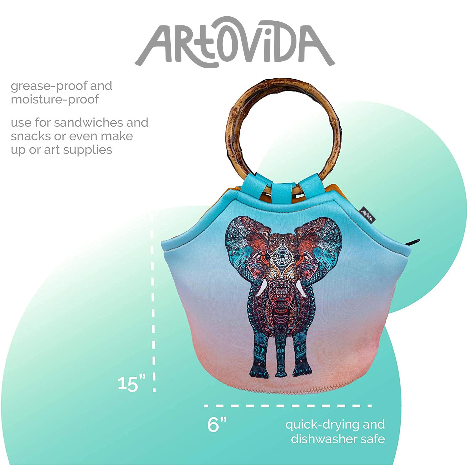 Bamboo Purse - Monika Strigel - Boho Summer Elephant – Artovida