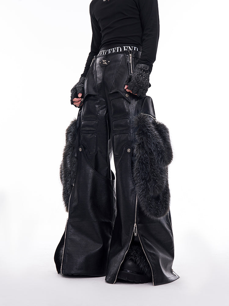 Removable Fur Patchwork PU Leather Pants – ArtsKoreanMan
