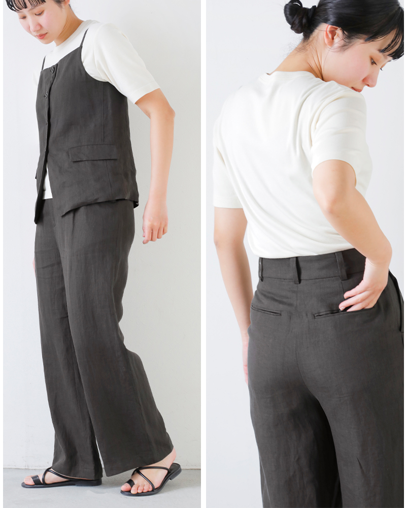 TICCA ティッカ リネン ワイド タック パンツ tbfs-414 レディース