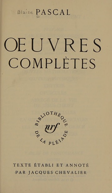 Oeuvres complètes : Pascal, Blaise, 1623-1662 : Free Download