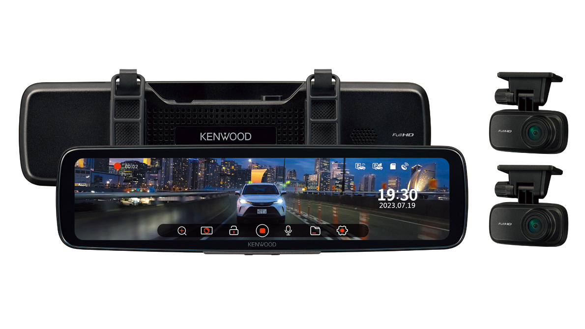KENWOOD、12型液晶のミラー型ドラレコ。後方6段階拡大機能も - AV Watch