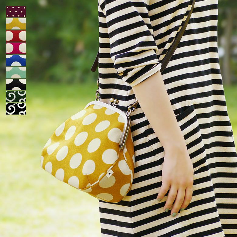 受注生産品】がま口ポシェット【帆布・唐草/水玉】 | がま口の専門店