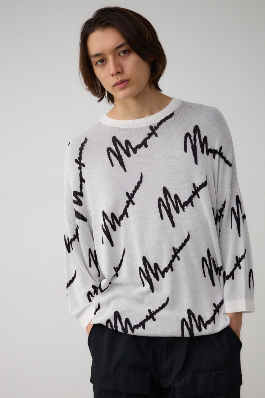 ロゴ総柄7分袖ニット｜MEN｜251HAC70-044G｜AZUL BY MOUSSY（アズール