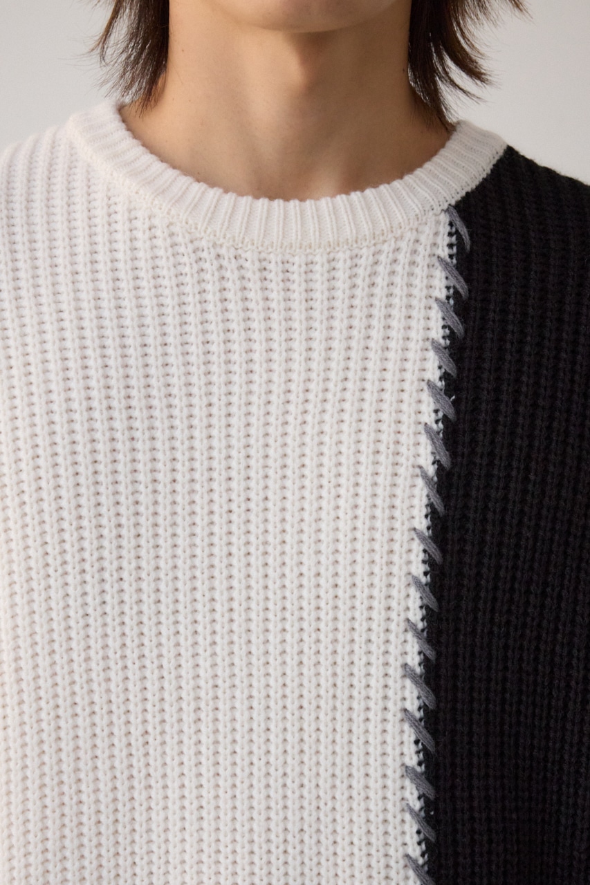 スウィッチングブランケットステッチニット｜MEN｜251HAT70-409I｜AZUL