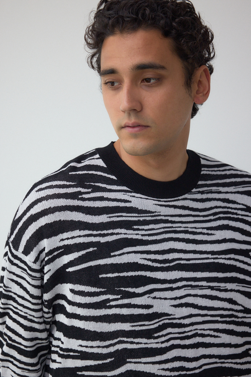 ゼブラ総柄ニット｜MEN｜251ISC70-095D｜AZUL BY MOUSSY（アズールバイ