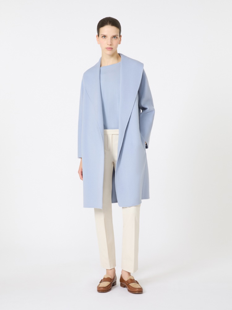 Double-faced wool robe coat, light blue | Max Mara