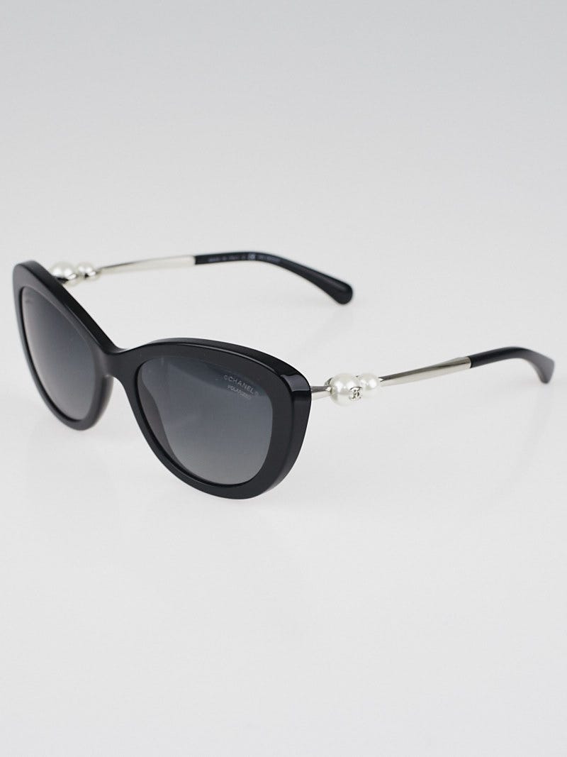 Chanel Black Acetate Frame Pearl CC Sunglasses-5340-H | Yoogi's Closet