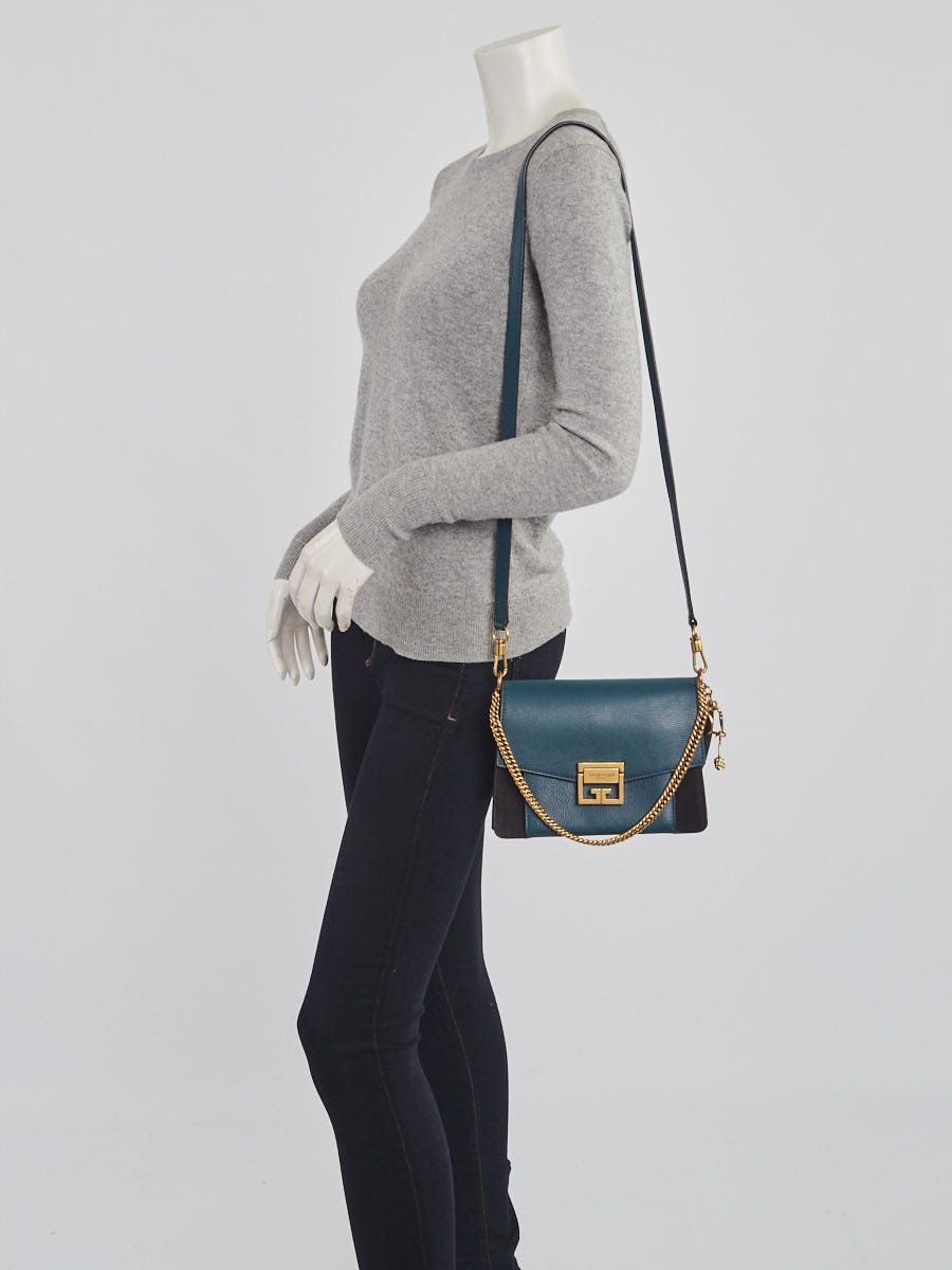 Givenchy Blue/Black Leather/Suede GV3 Small Crossbody Bag