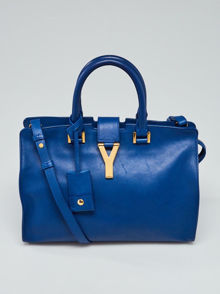 Yves Saint Laurent Blue Leather Small Cabas ChYc Bag | Yoogi's Closet