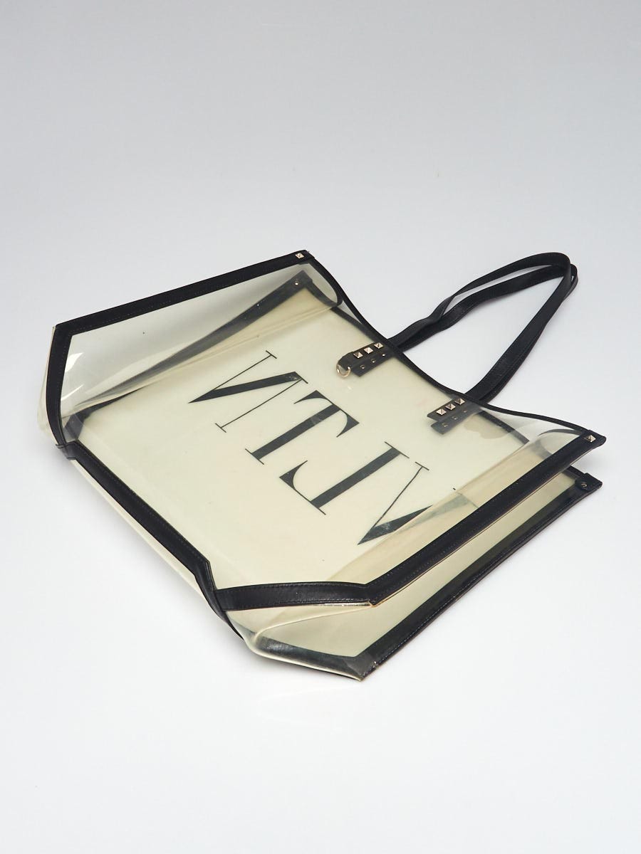 Valentino Transparent PVC VLTN Logo Grande Plage Shopping Tote Bag