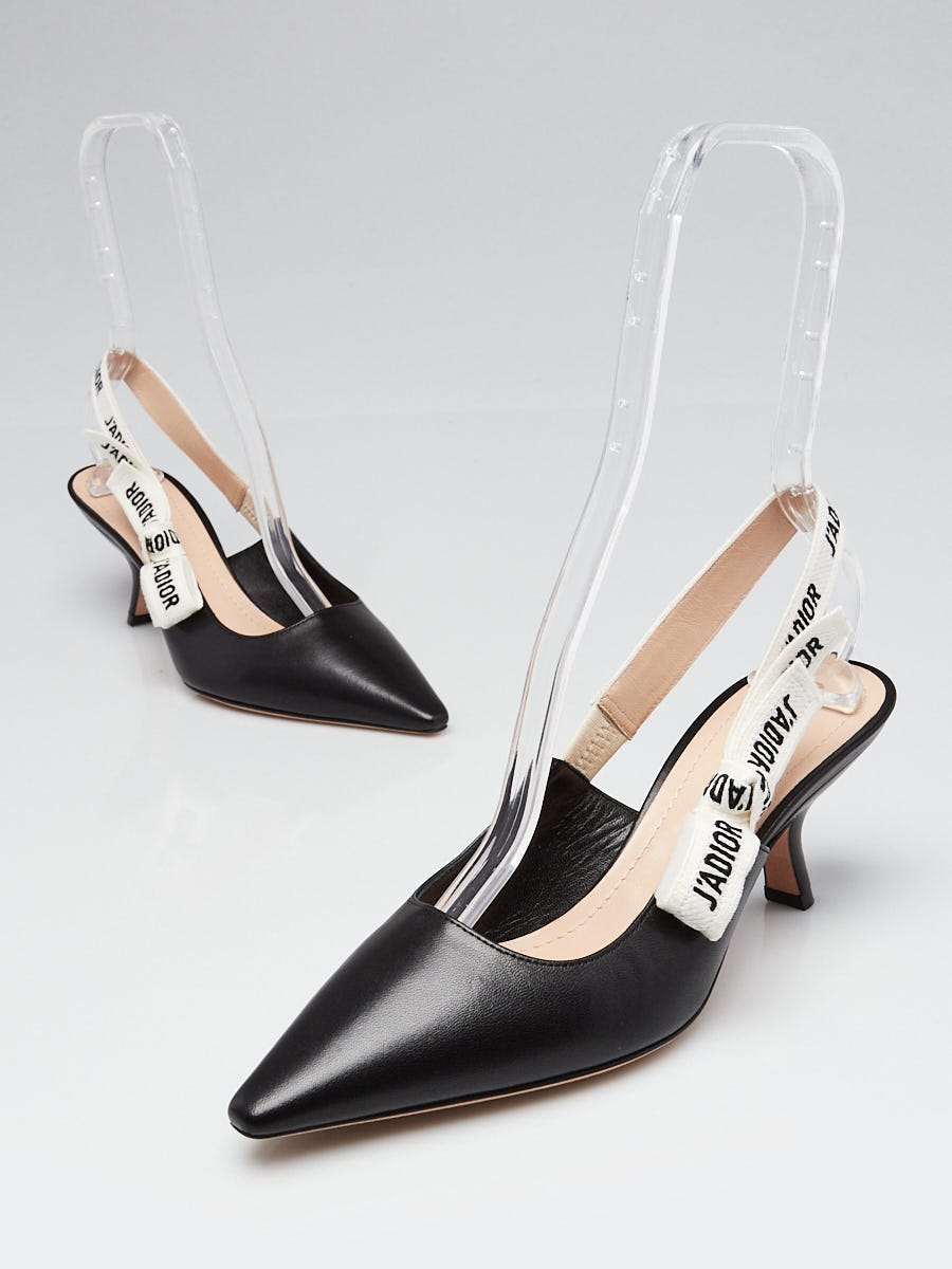 Christian Dior Black Leather J'Adior Slingback Pumps Size 7/37.5