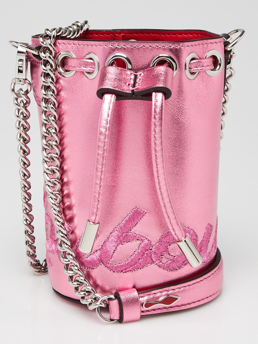 Christian Louboutin Pink Metallic Leather Mary Jane Mini Bucket