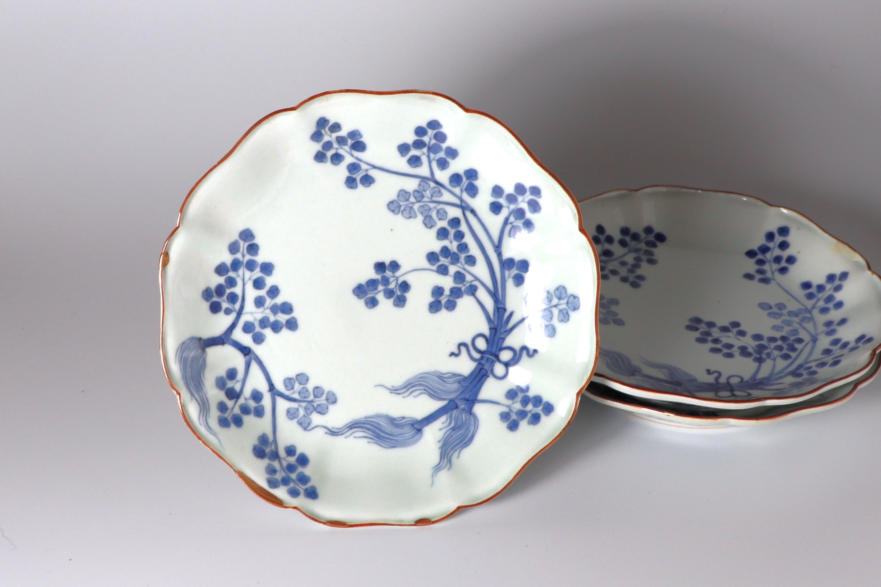 古伊万里染付束芹文輪花皿 3客組 | KATAKAGO_TOKYO