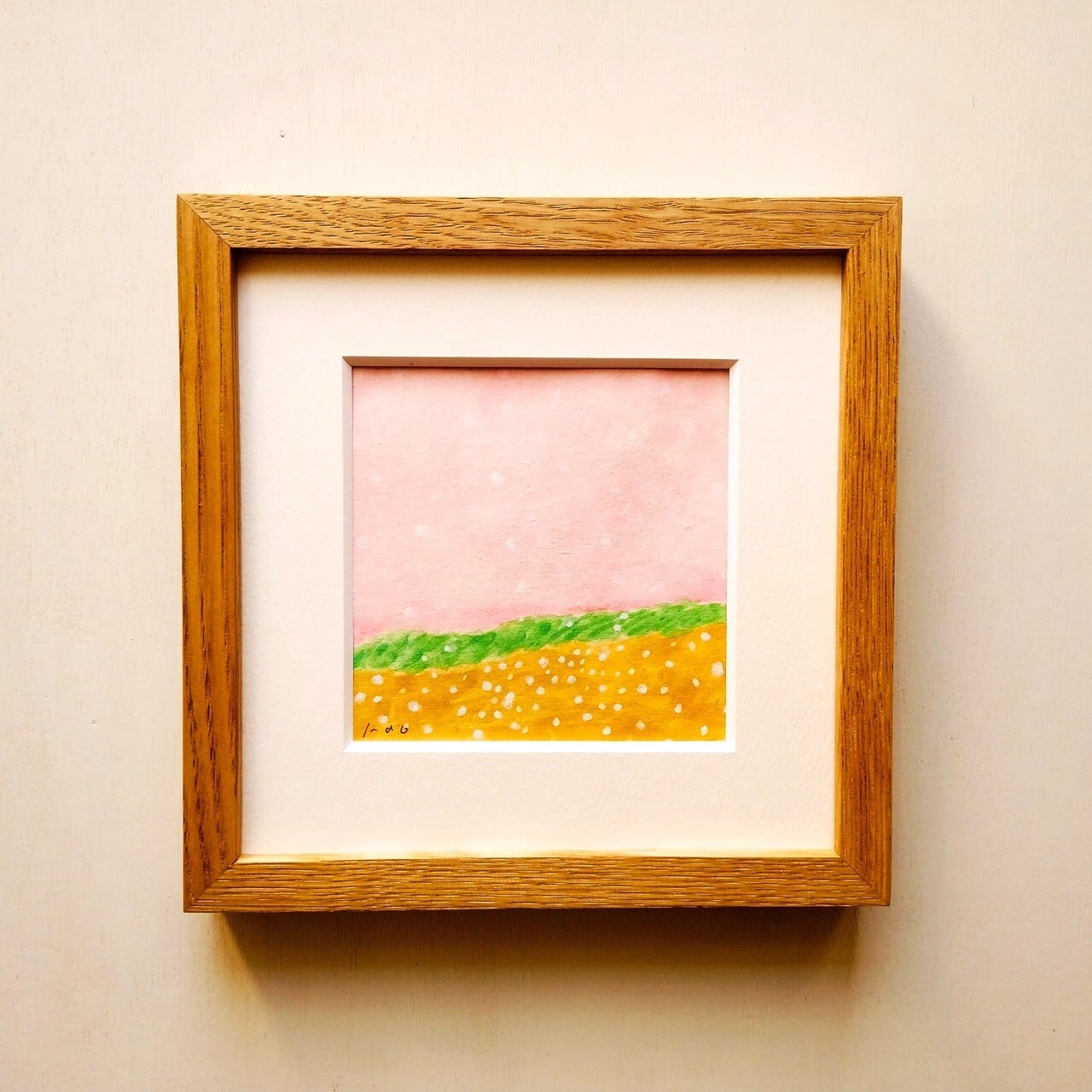 一本道」原画 ※木製額縁入り（18㎝角）一点物 水彩 イラスト