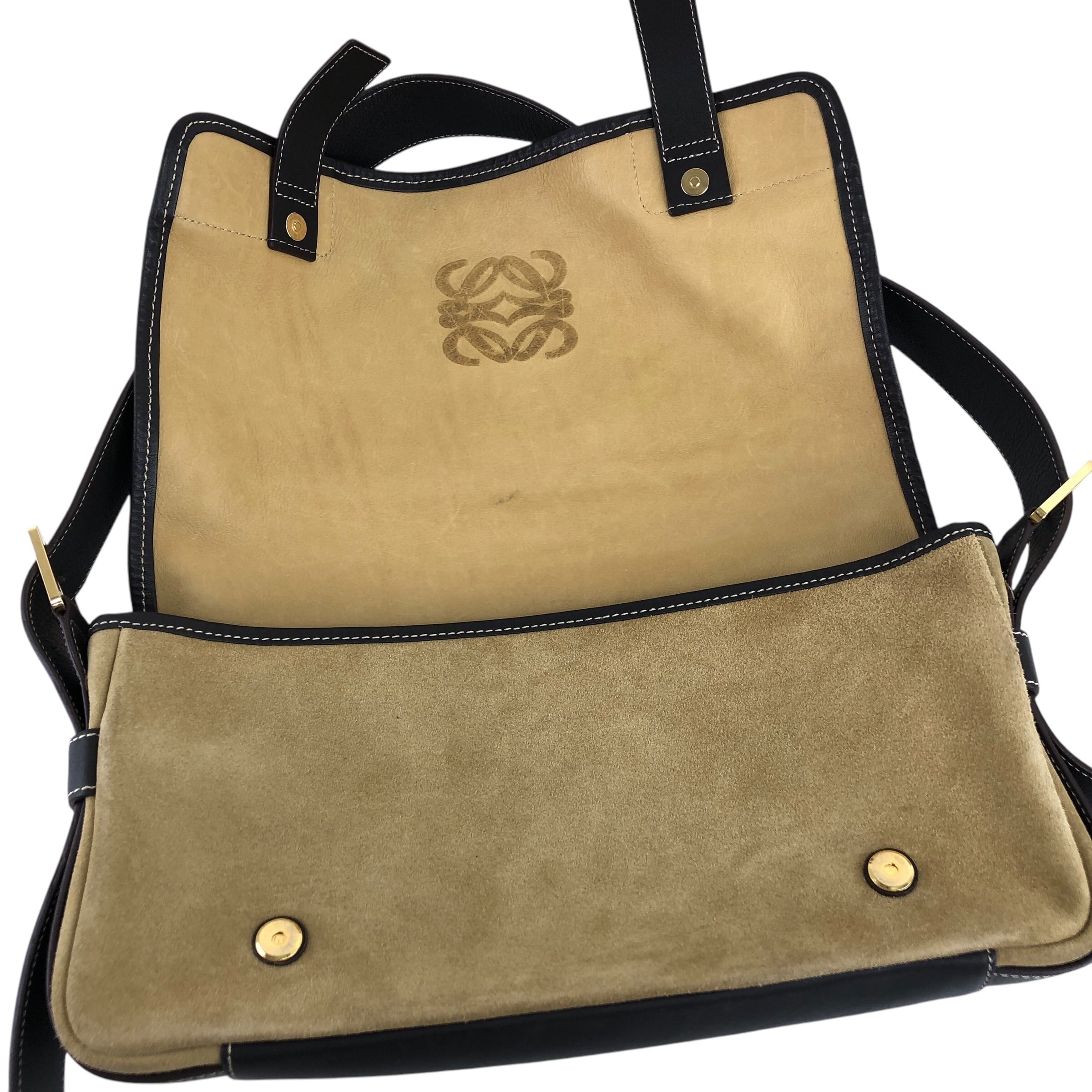 LOEWE ロエベ ショルダーバッグ ベージュ アナグラム スエード