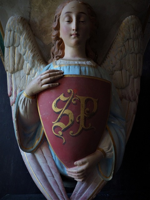 希少】教会用バナー 天使 エンジェル 旗 19世紀 フランスアンティーク