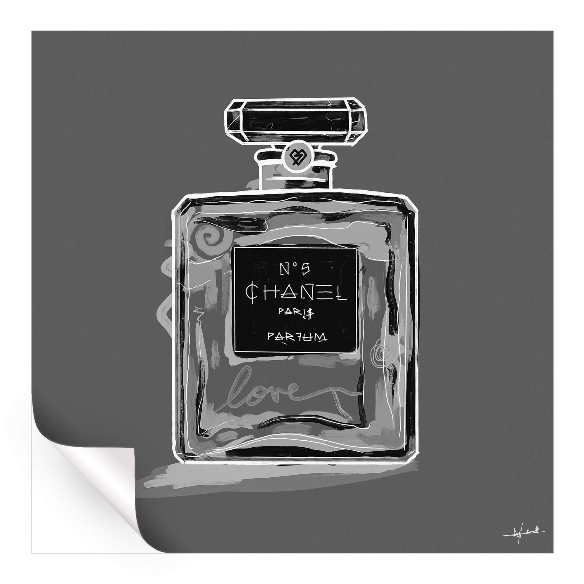 Grey Chanel No.5 Wall Art | BIG Wall Décor