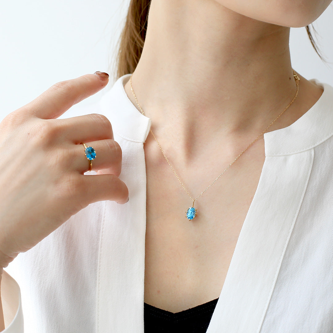 ビズー公式】ブルージルコン K18(18金) ペンダントトップ セパージュ