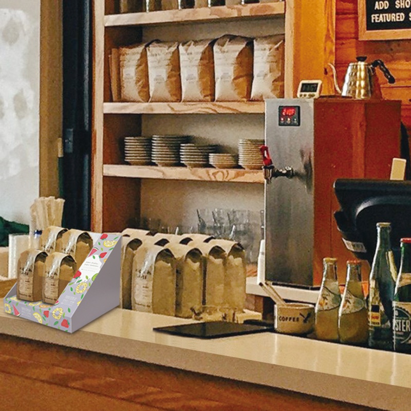 カウンター什器(2段/傾斜POP付) - 展示台・ディスプレイ什器製作