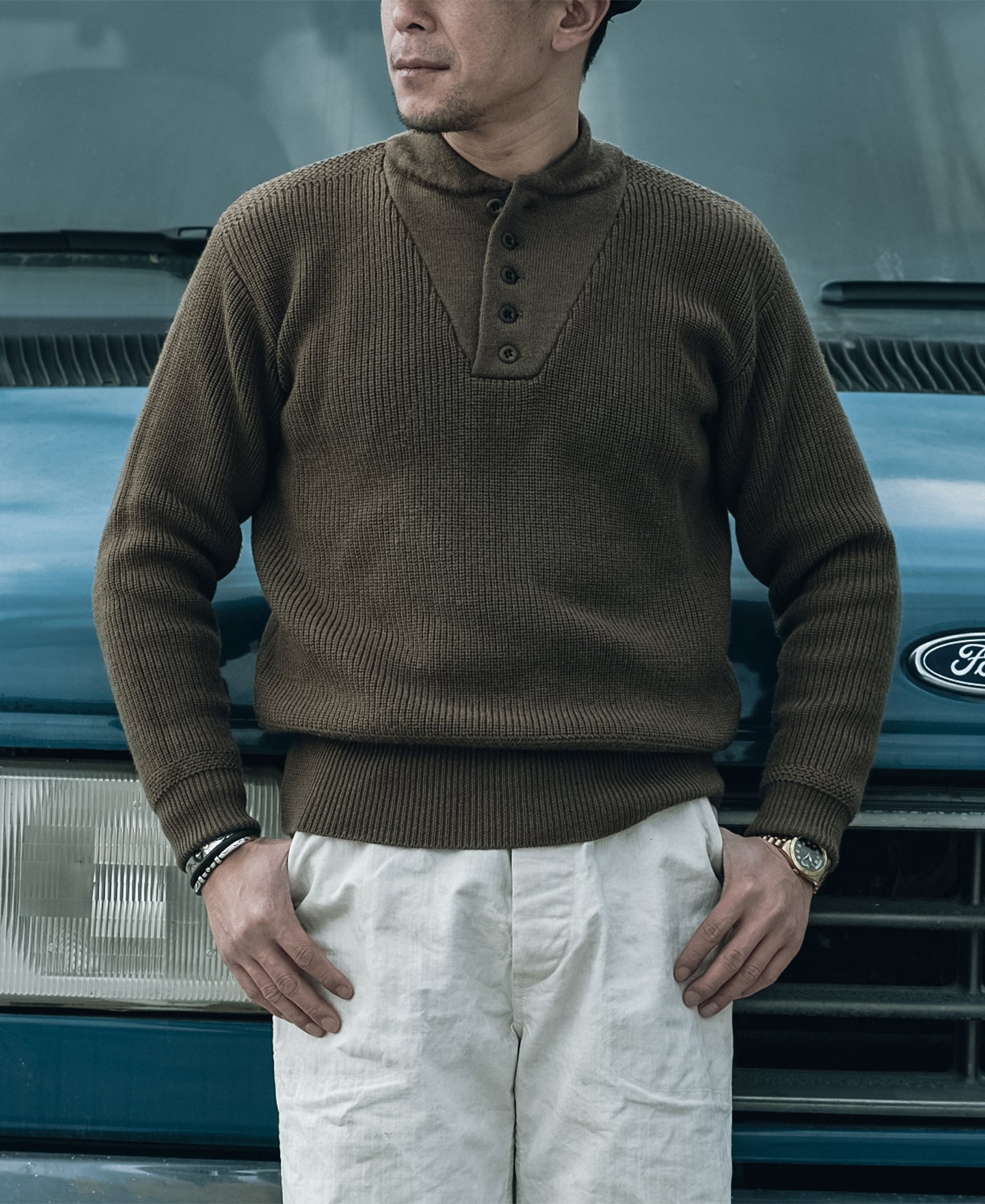 US Army High Neck Wool Sweater - Olive | Jeep Sweater | Bronson