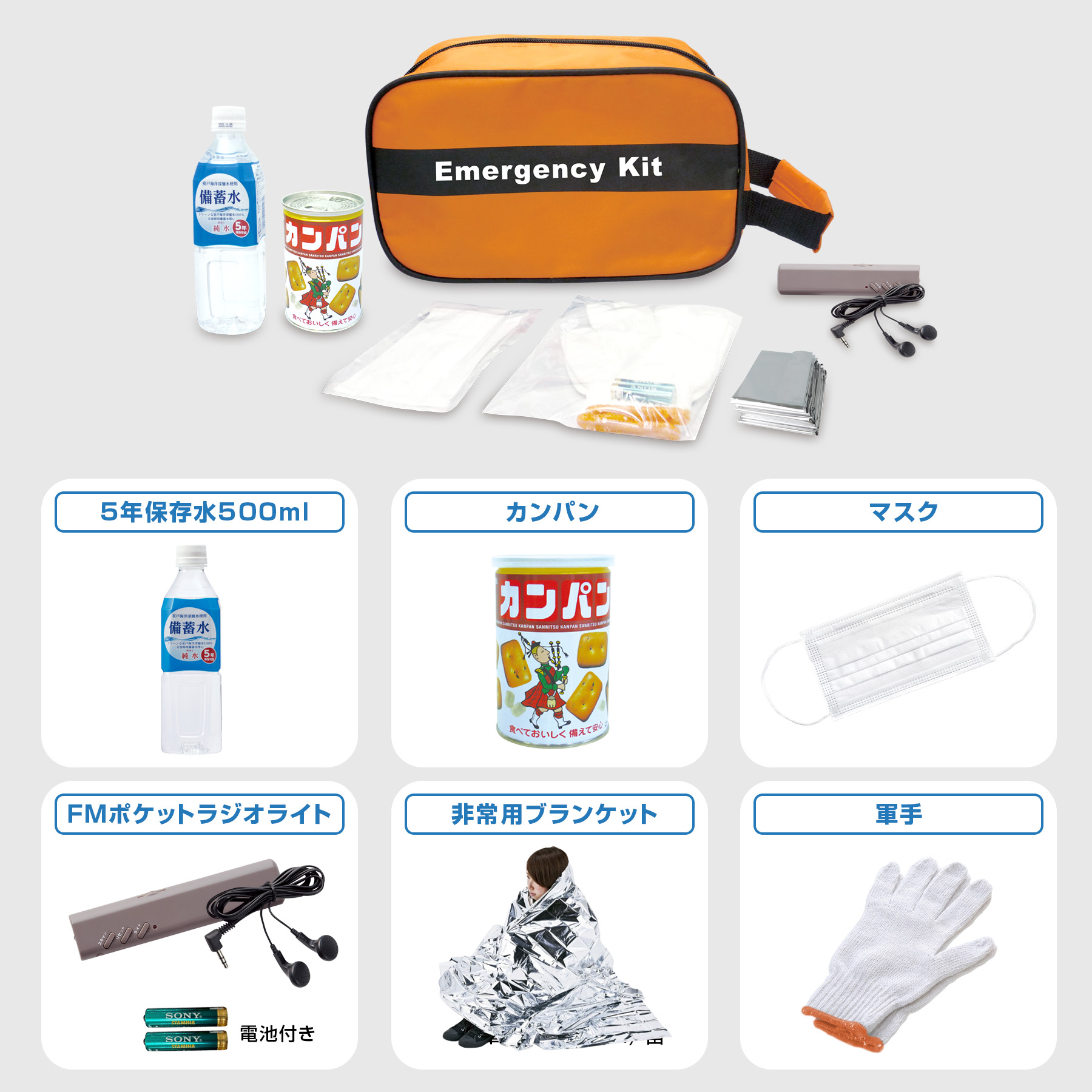 BR-971-2 エマージェンシーキット防災セット | 株式会社ブレイン熱中症