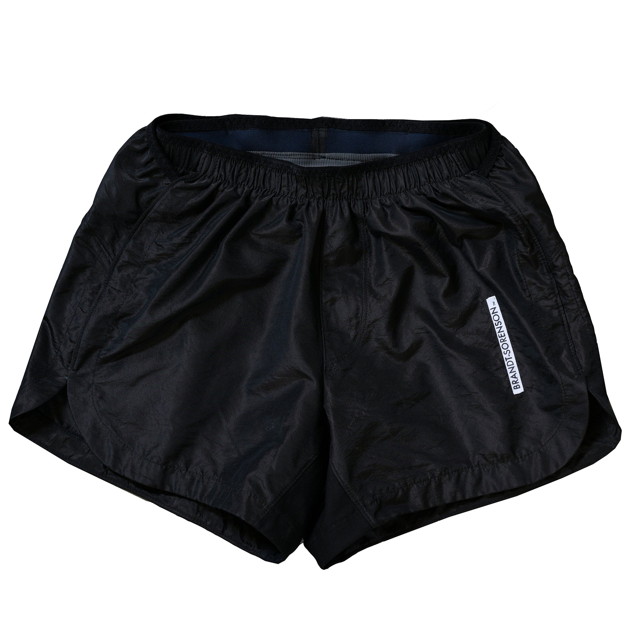 PURE SILK TAFFETA RUN SHORTS BLACK - BRANDT-SORENSON