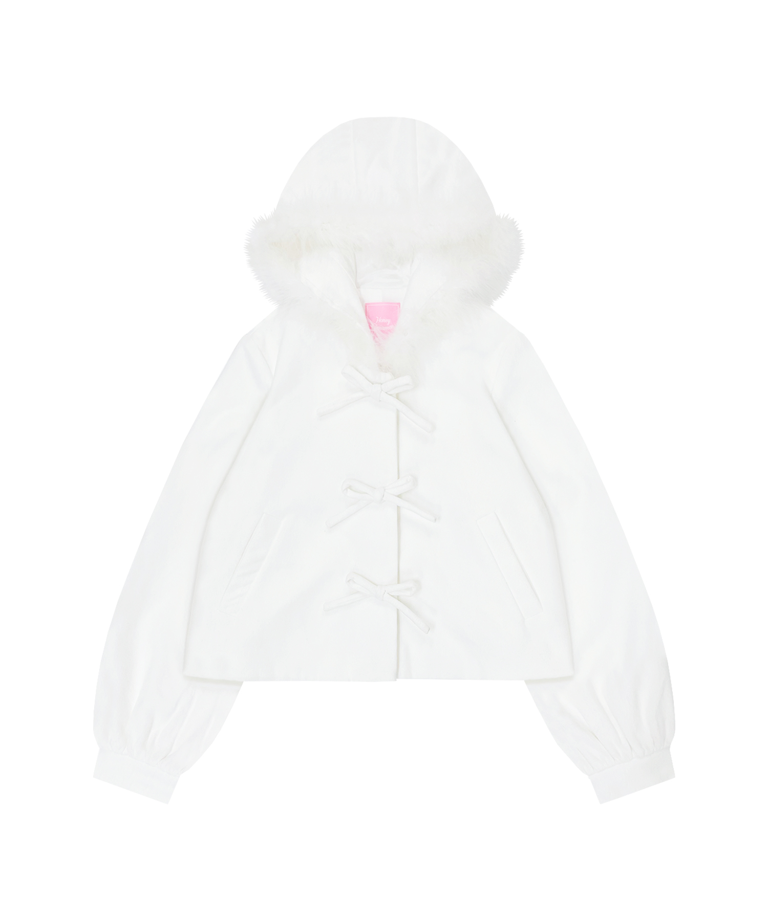 トリプルリボンフェザーフードショートコート – BUNNY APARTMENT