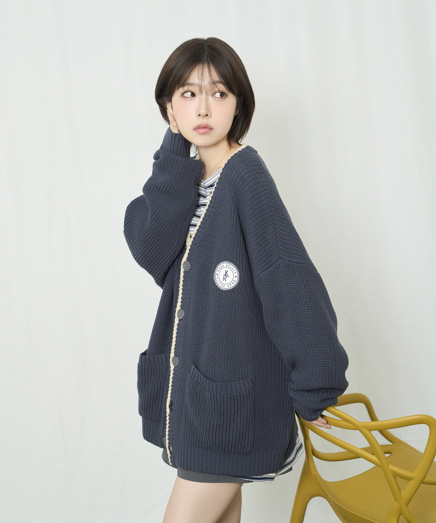 ラインニットカーディガン / ネイビー – BUNNY APARTMENT