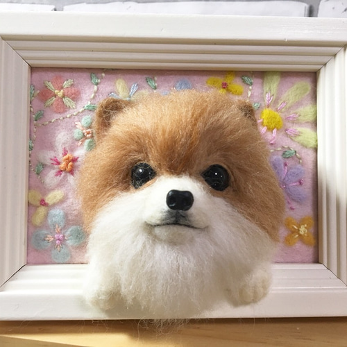 羊毛フェルト ポメラニアンのフォトフレーム 羊毛フェルト needle