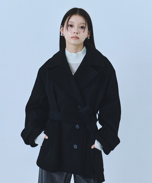 再入荷なし！】SUPER140ラペルショートコート｜ウール/保温/冬服