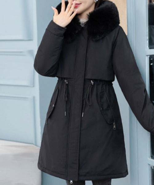 セール】ふわもこファー付き中綿ロングジャケット（モッズコート