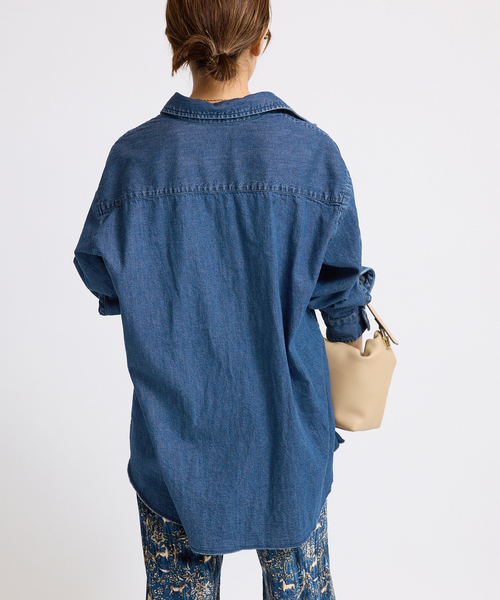 IENA デニム長袖シャツ ネイビー フリーサイズ 専用 IENA デニム長袖