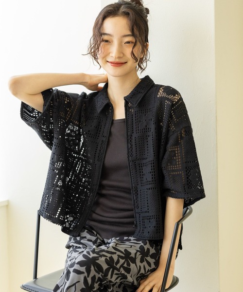 niko and（ニコアンド）の「パターンレースZIPシャツ（シャツ