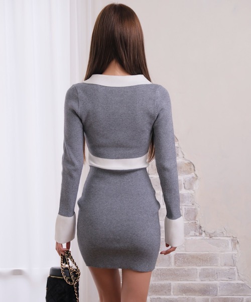 LIPSERVICE（リップサービス）の「フロントZIPバイカラーニット