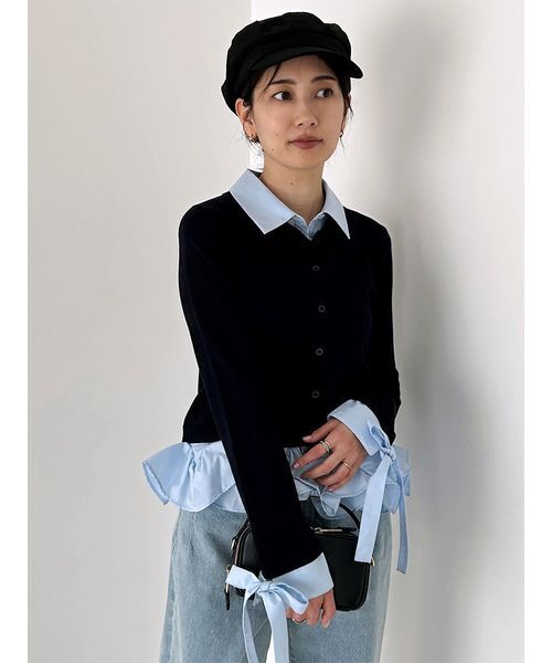 シャツドッキングヘムボリュームニットプルオーバー（ニット/セーター