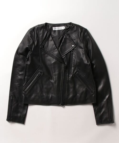 Harlem Rounge】 ノーカラーラムレザーダブルライダース（ライダース