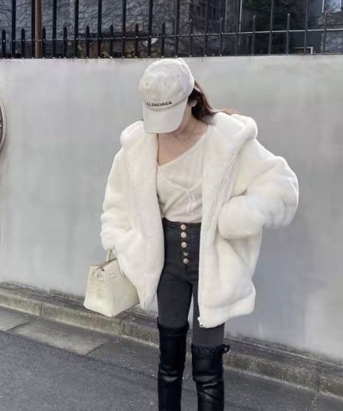 フェイクファー ジャケット パーカー（その他アウター）｜nonomi