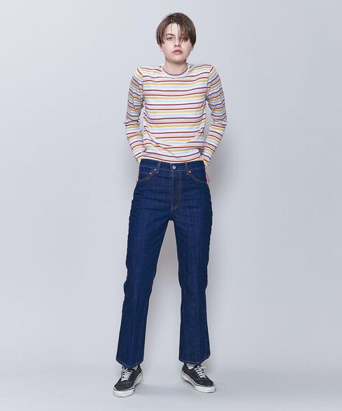 6（ロク）の「＜6(ROKU)＞SHIRRING BORDER CREW NECK TOP/カットソー