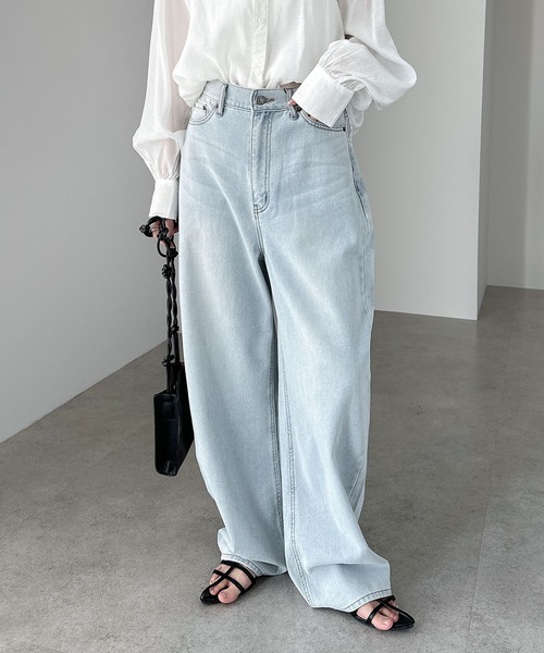 セール】ワイドデニムカーブパンツ（デニムパンツ）｜andme