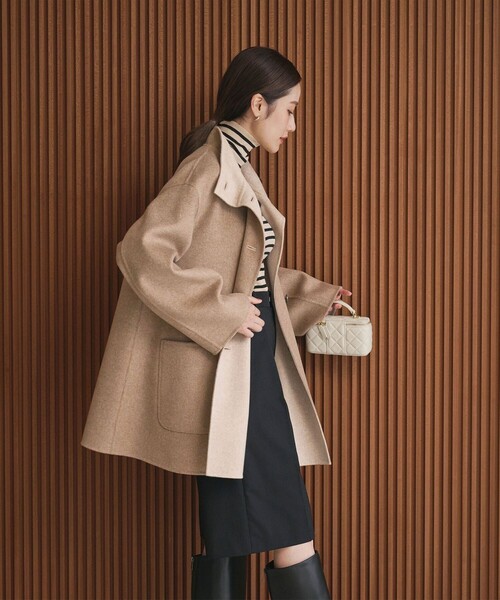 セール】バイカラー リバー Aライン コート（その他アウター）｜UNITED