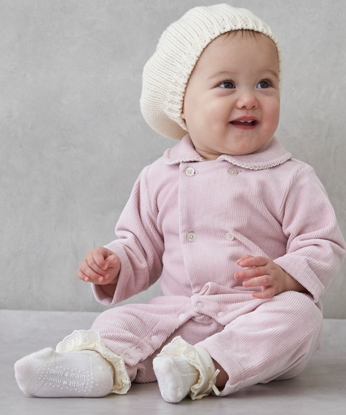 セール】ダブルボタン衿つきカバーオール（ロンパース）｜petit main