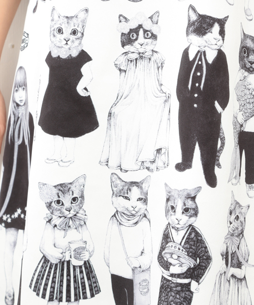mmts（マミタス）の「ヒグチユウコ×mmts / 猫10匹 総柄 ワンピース