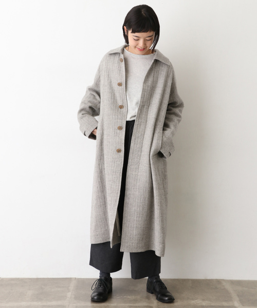 かぐれ（カグレ）の「ウールリネンバルマカンコート（ステンカラー