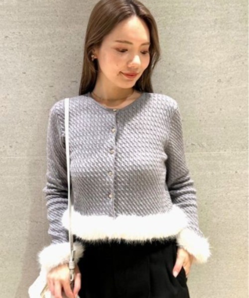 CELFORD（セルフォード）の「ケーブルニットファーカーデ