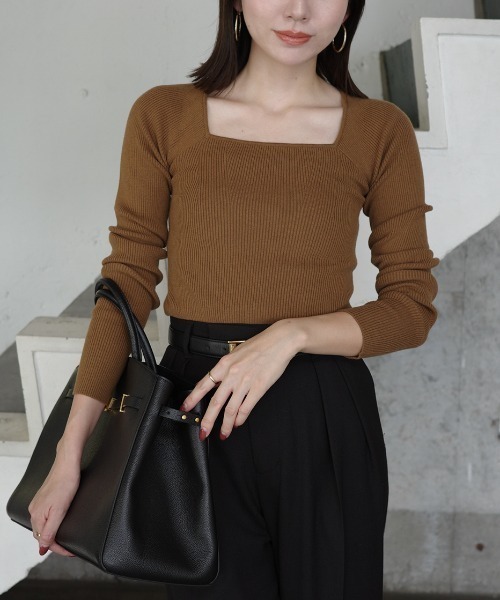 シルクカシミアブレンドデコルテリブニット（ニット/セーター