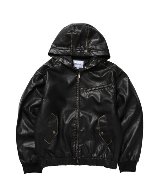 SEQUENZ（シークエンズ）】FUR PU HOODIE JKT / フェイクレザー