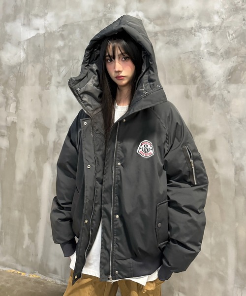 セール】ワッペン付きファーフード中綿ブルゾン（ブルゾン）｜SHEENA